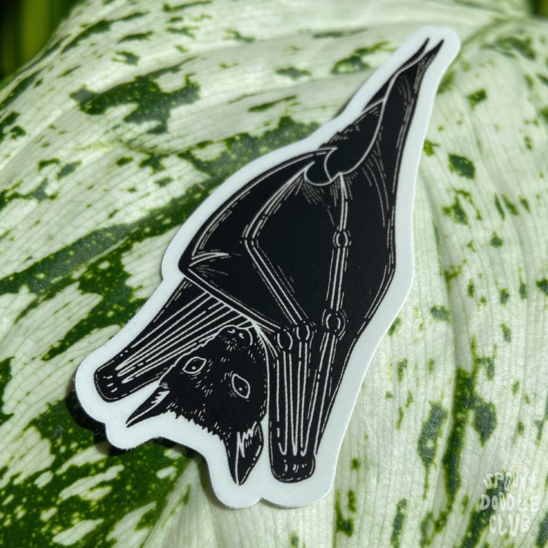 BAT STICKER - Spooky Cute Stickers, Waterproof Bat Halloween Sticker, Gothic Vampire Stationery, Creepy Horror Vinyl Decal image 3