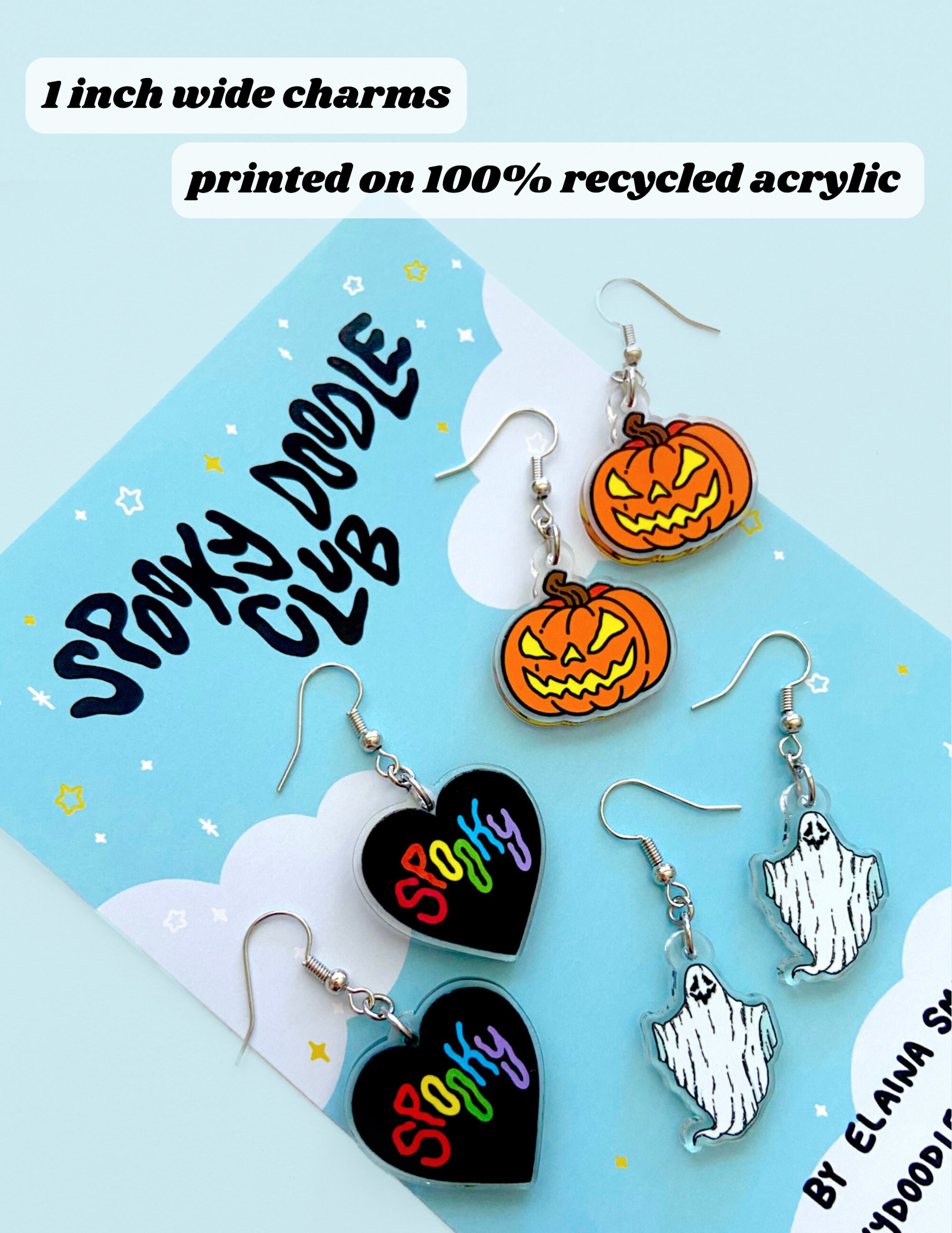 Boucles D'oreilles Citrouille En Acrylique - Pendantes - Pour Halloween Ou Cadeau - Avec étui Velours