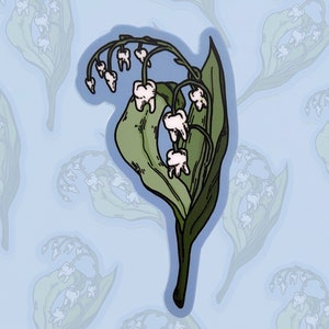 LILY TEETH STICKER Macabre Lily of the Valley Art Sticker, Vinyl Waterproof Floral Teeth Design, Creepy Tooth Plant Stationery image 5