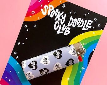 SPOOKY HEART LIGHTER (Gray) - Spooky Doodle Club Bic Lighter