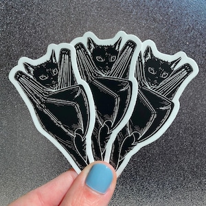 BAT STICKER - Spooky Cute Stickers, Waterproof Bat Halloween Sticker, Gothic Vampire Stationery, Creepy Horror Vinyl Decal image 1