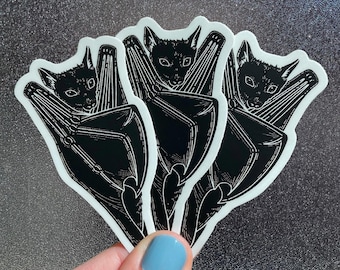 PEGATINA DE MURCIÉLAGO - Pegatinas espeluznantes y adorables, pegatina impermeable de murciélago para Halloween, papelería gótica de vampiro, calcomanía de vinilo de terror espeluznante