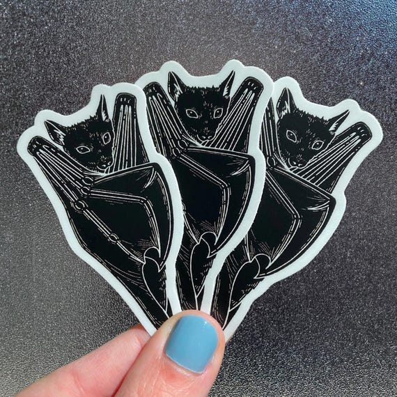 BAT STICKER - Spooky Cute Stickers, Waterproof Bat Halloween Sticker, Gothic Vampire Stationery, Creepy Horror Vinyl Decal