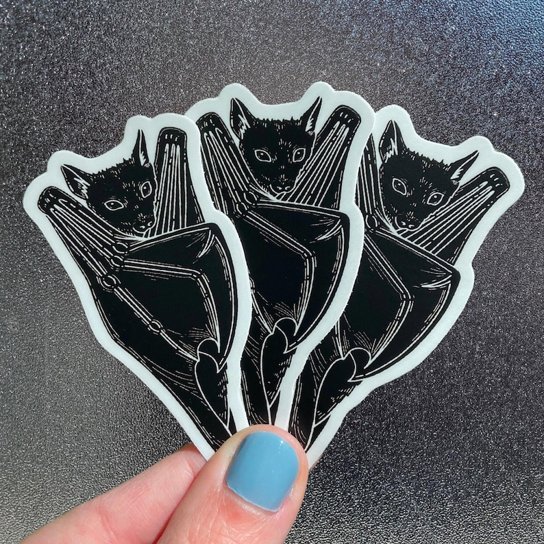 BAT STICKER - Spooky Cute Stickers, Waterproof Bat Halloween Sticker, Gothic Vampire Stationery, Creepy Horror Vinyl Decal image 1