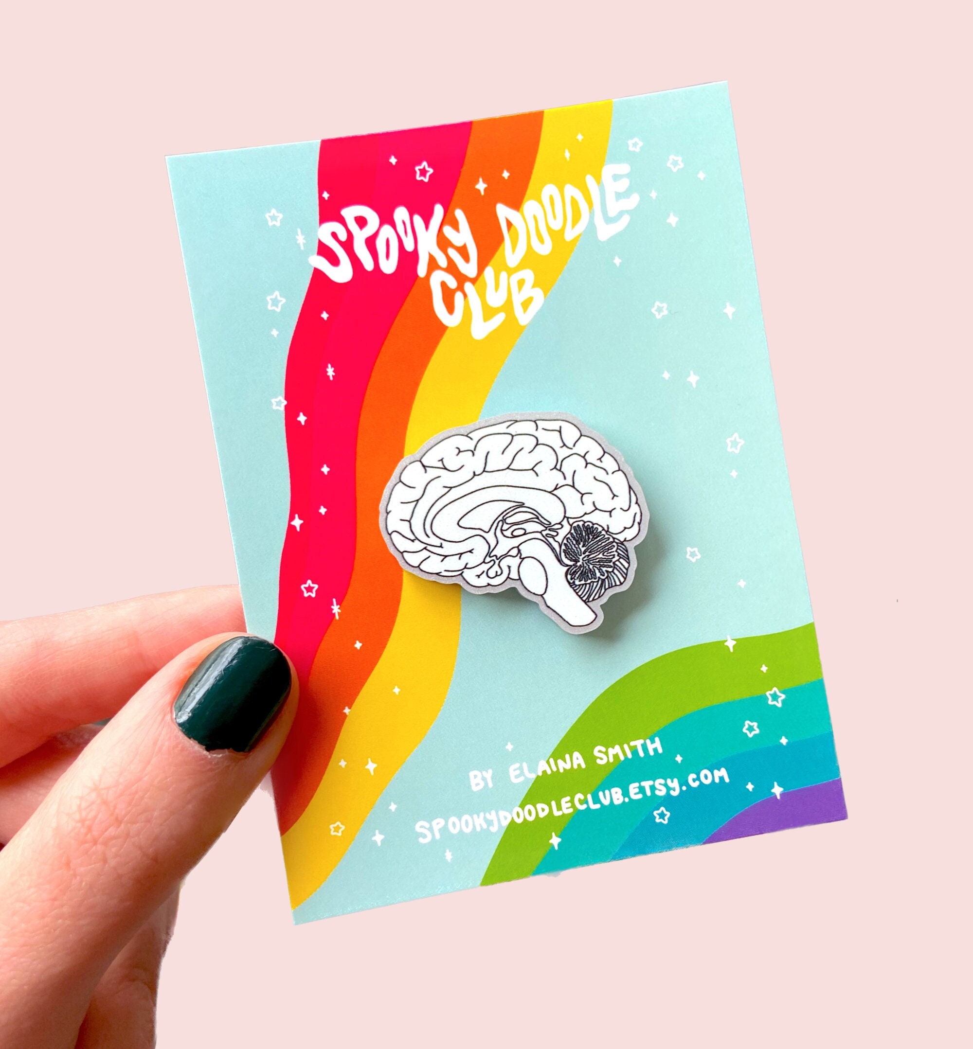 BRAIN PIN - Glitter Acrylic Pin, Sagittal Brain Diagram Pin, Neuroscience Anatomy, Psychology Gift Acrylic Brain Pin Cerebrum (1.5 inch)