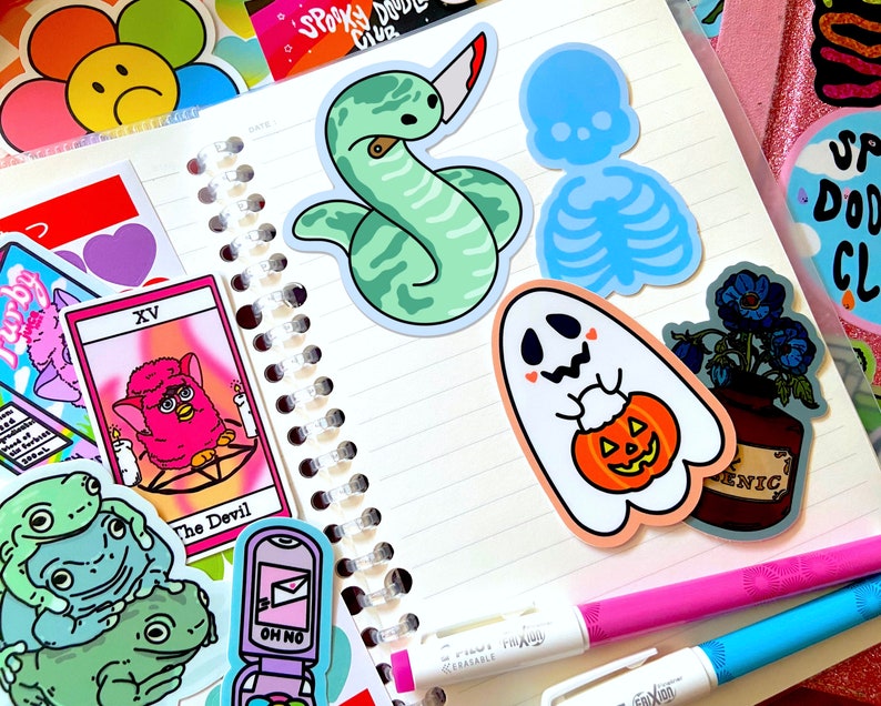 MURDER SNAKE STICKER Cute Snake with a Knife Sticker, Halloween Animal Art, Danger Noodle, Horror Creepy Cute Reptile image 6