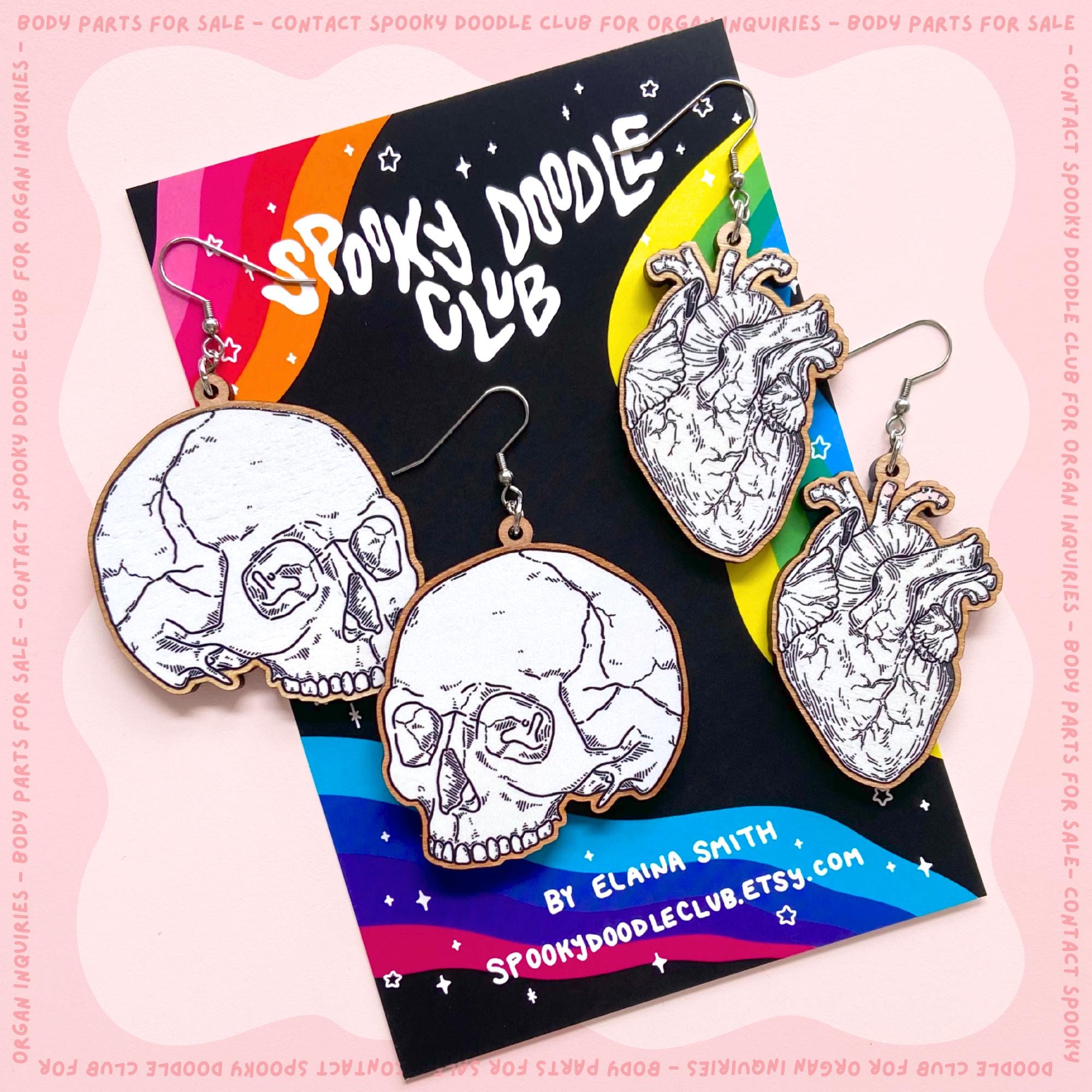 ANATOMICAL HEART EARRINGS - Statement Dangle Earrings, Unique
