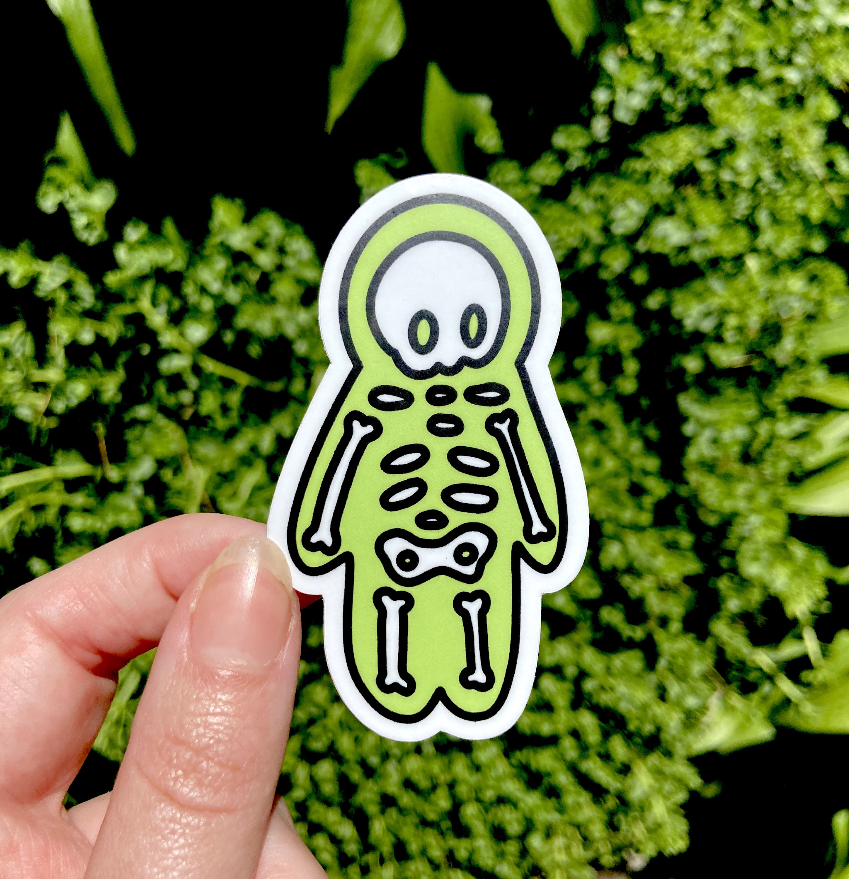 GREEN SKELETON STICKER - Vinyl Art Sticker - Spooky Doodle Club - Etsy