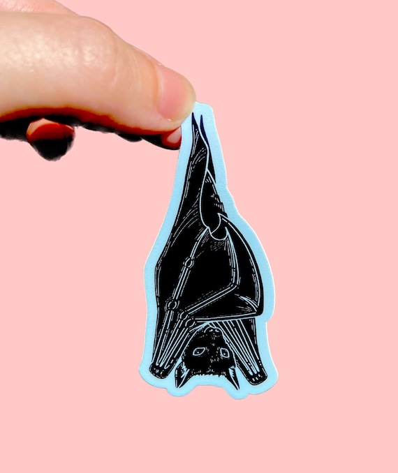 HANGING BAT STICKER - Cute Vampire Stickers, Fruit Bat Halloween Sticker, Witchy Vampire Stationery, Goth Horror Vinyl Decal