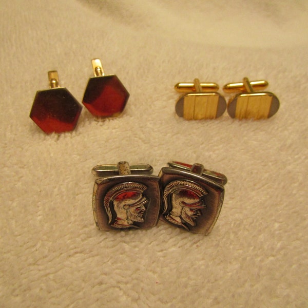 Hickok Centurian Cuff Links, Swank Cuff Links and Unsigned Gold tone Cuff Links