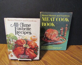 Two Vintage Better Homes & Garden Cookbooks - All Time Favorites an Meat Cookbook