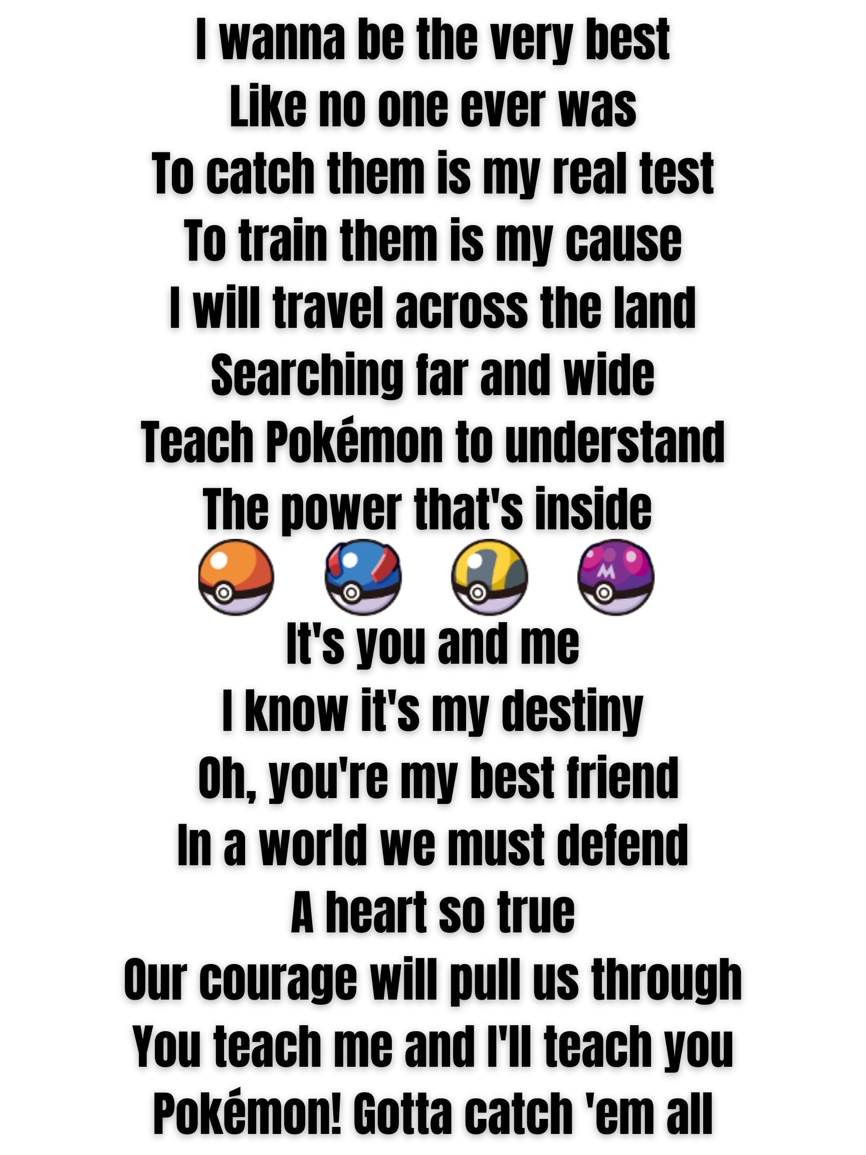 I Wanna Be The Very Best Pokemon Poster Etsy