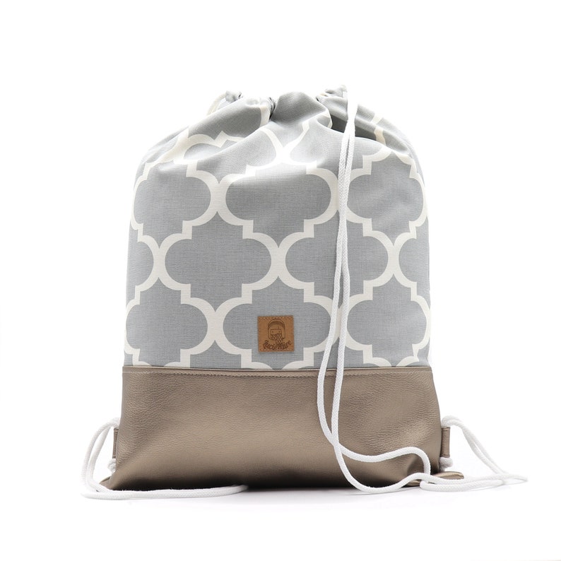 Gym bagbackpack Quatrefoil grey /& platinum