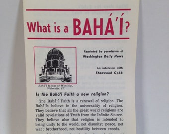 What is a Baha'i? brochure Baha'i Faith Rare Vintage 1960s