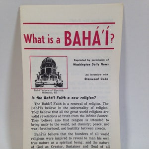 What is a Baha&#39;i? brochure Baha&#39;i Faith Rare Vintage 1960s