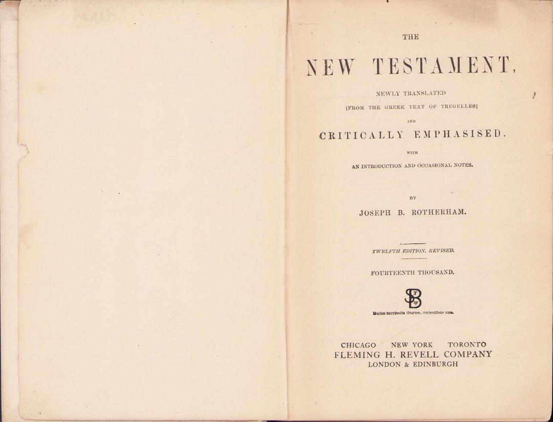 Vintage Book: Rotherham's the New Testament, Joseph B. Rotherham, 12th ...