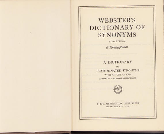 ヴィンテージブック：ウェブスターの同義語辞典、1951年、初版、ダスト