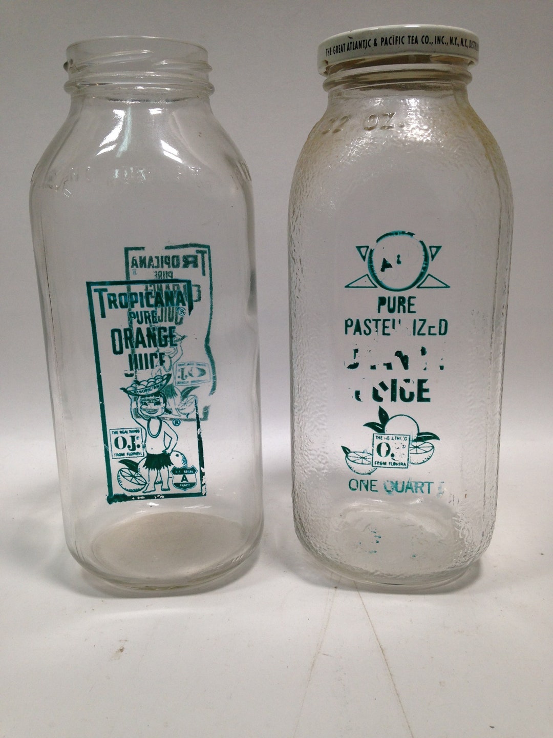 Vintage Home Juice CO. Strained Orange Juice Drink Glass bottle with cap #1