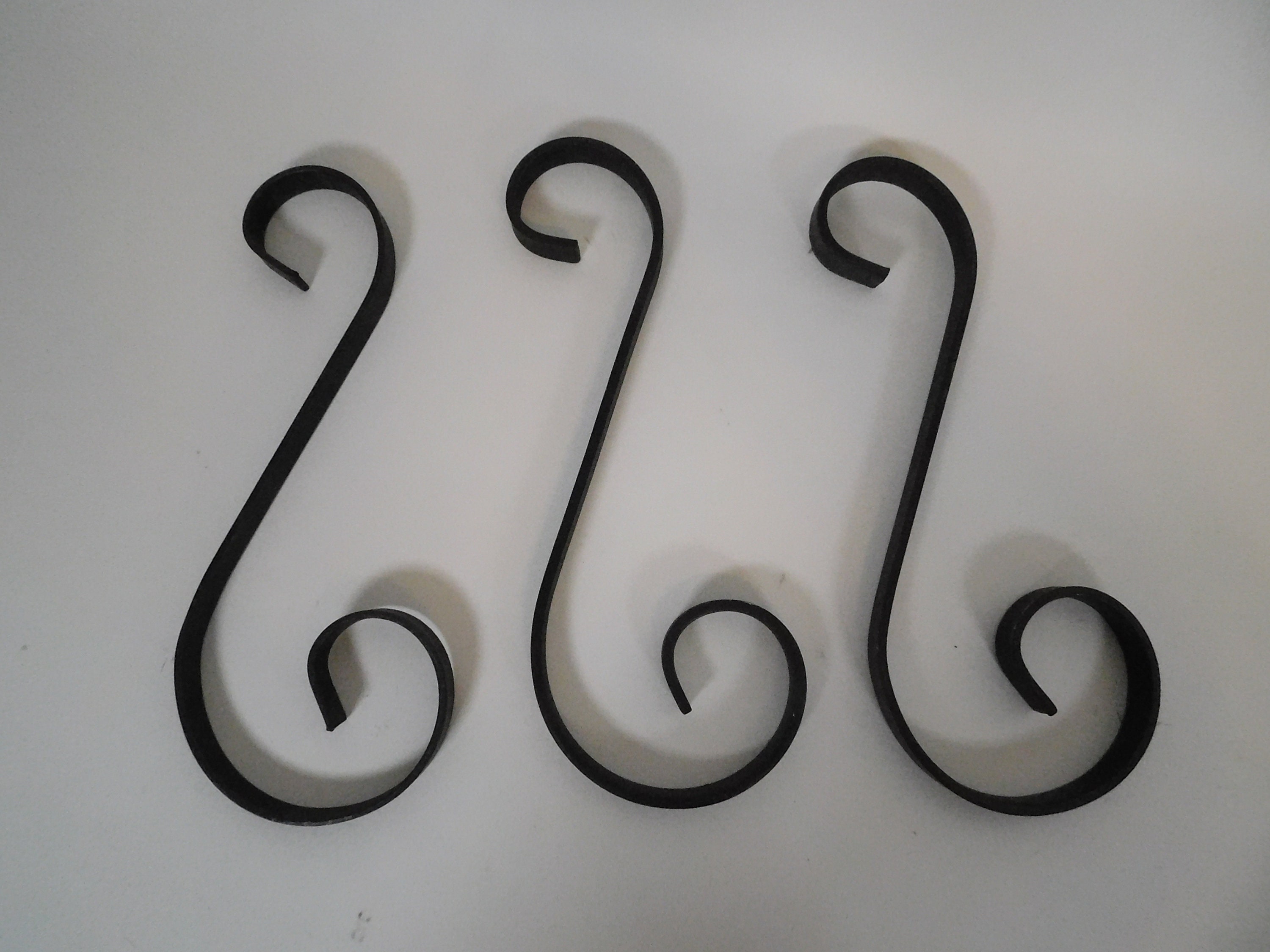 Lot of 3 Ornamental Wrought Iron S Hooks Decorative 0820 Etsy