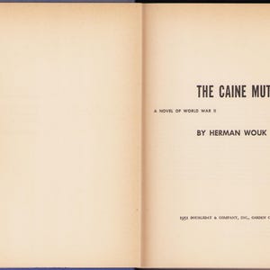 Vintage Book: The Caine Mutiny by Herman Wouk 1951 Unmarked 1st Edition 0525