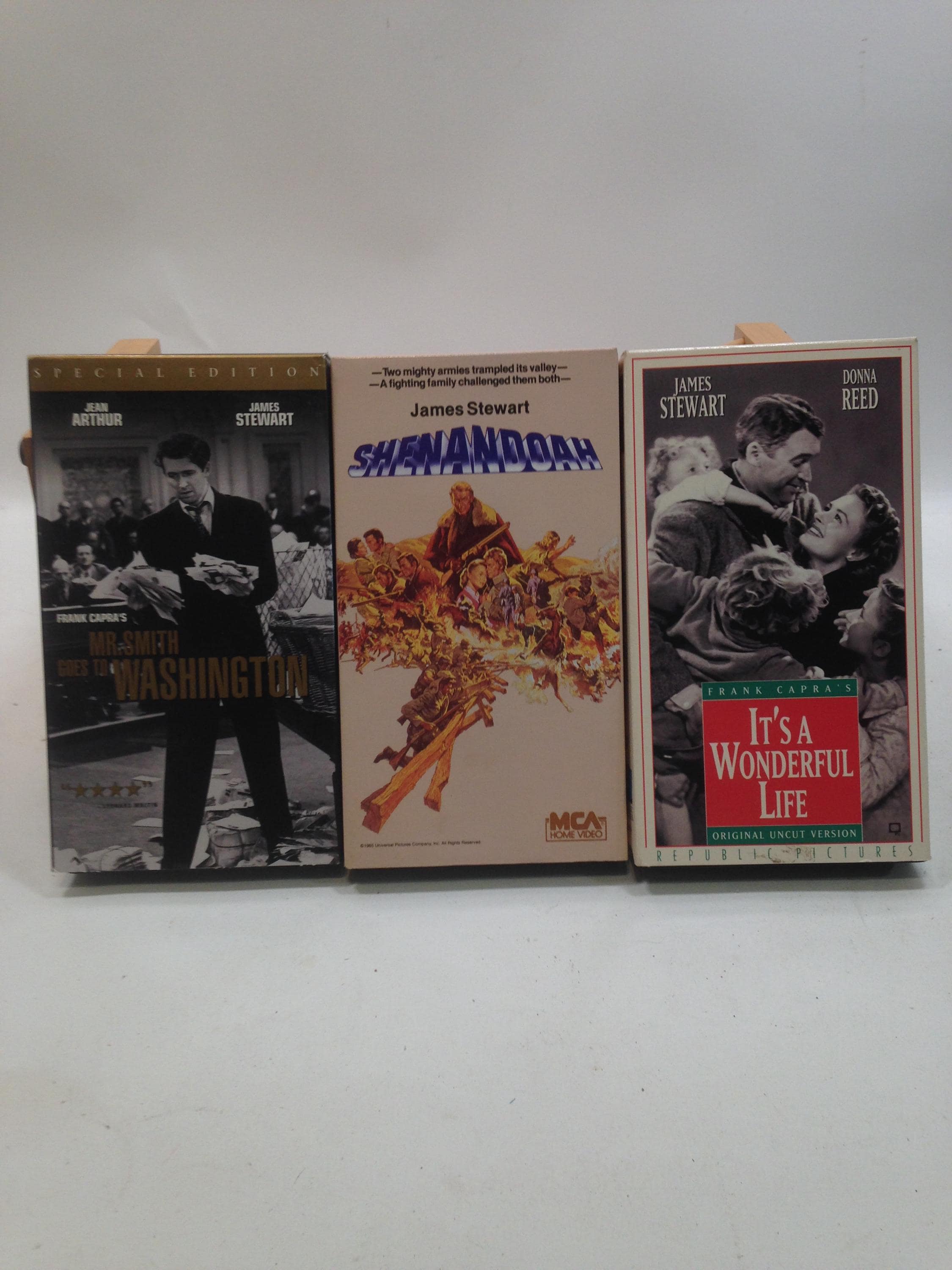 3 James Stewart Movie VHS Tapes It's a Wonderful Life, Mr Smith Goes to ...