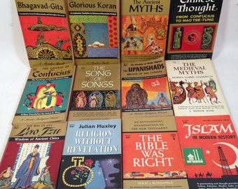 12 Vintage Paperback Books on Philosophy, Religion, & Myths 1950s 1023