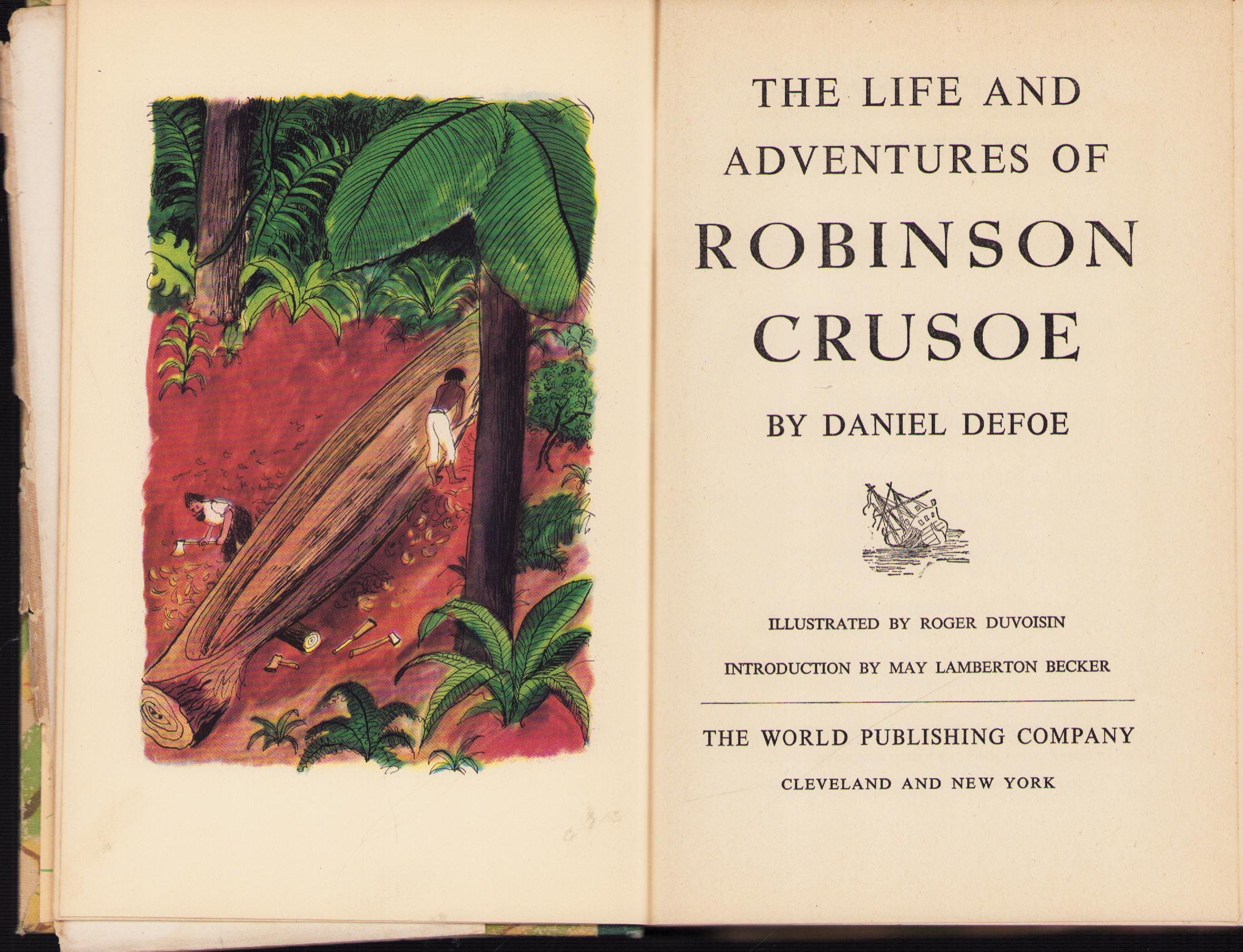 Vintage Book: the Life Adventures of Robinson Crusoe by Daniel Defoe, A ...