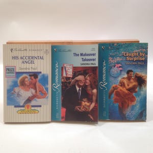 3 Romance Books by Sandra Paul, Caught by Surprise, The Makeover Takeover & His Accidental Angel 0924