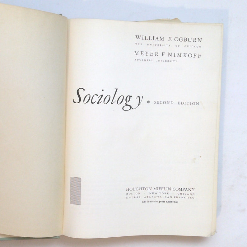 Vintage Book: Sociology, Second Edition, by Ogburn and Nimkoff 1950 ...
