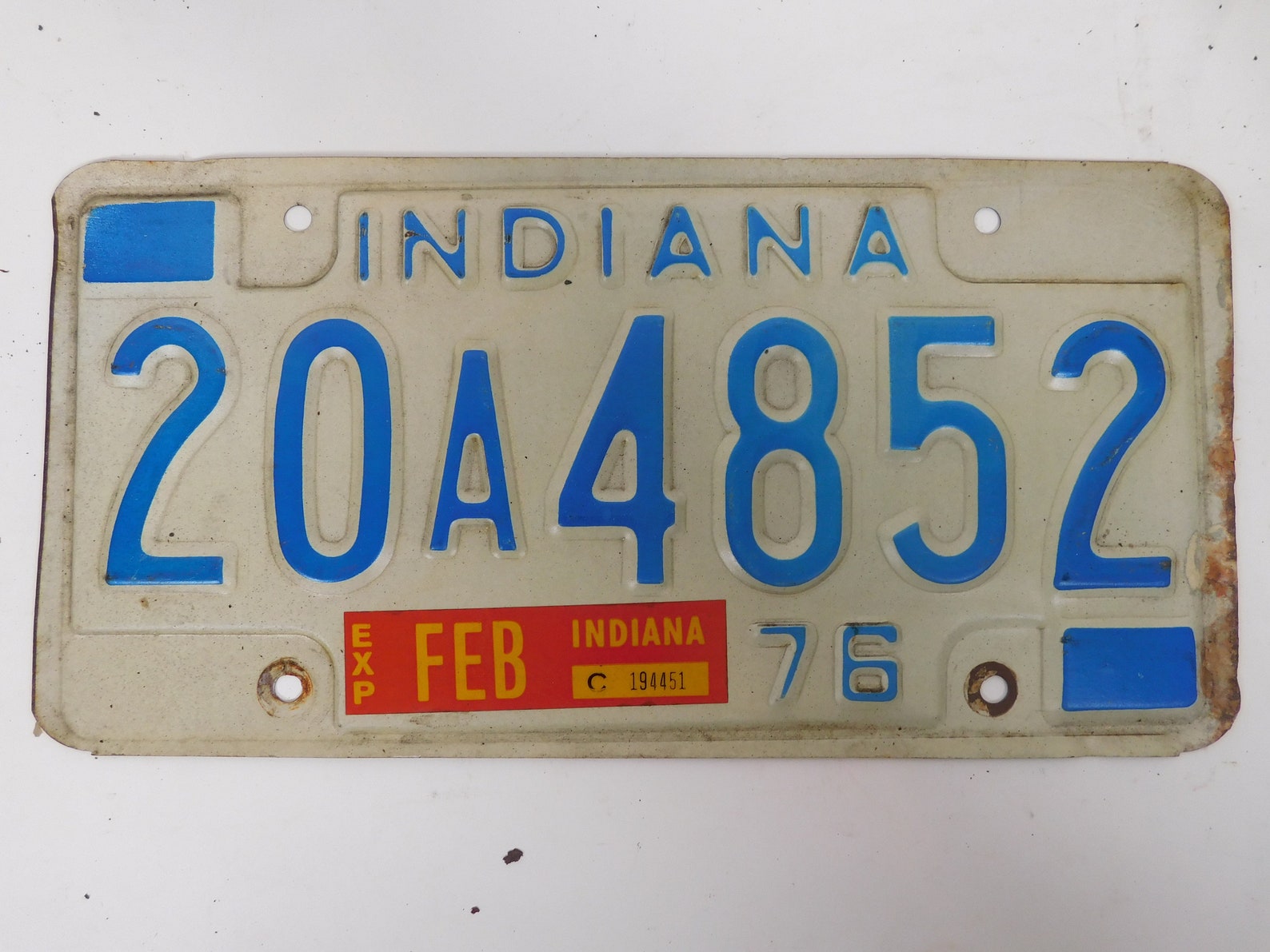 Vintage Indiana License Plate 1976 20A4852 0919 Etsy