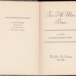ヴィンテージブック：マーガレット・マックプラン・マッケイ著『For All Men Born』1943年第2刷 0525