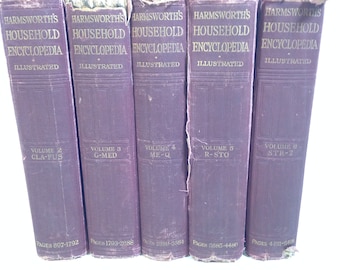 Vintage Harmsworth's Household Encyclopedias Vol 2-6 Undated 1900s? 1123
