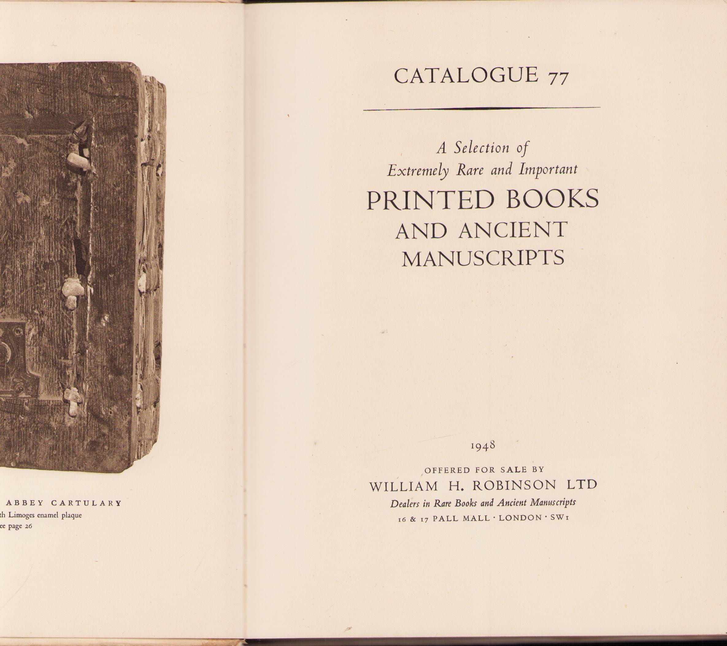 Vintage Book: Catalogue 77, A Selection of Extremely Rare and Important ...