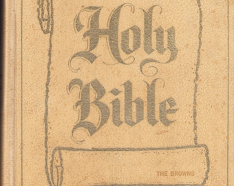 1954 年聖書 欽定訳聖書 世界の光 - 革製、カラーイラスト付き