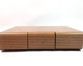 Vintage Cassette Tape Faux Wood Storage 3 Drawers, 36 Tape Capacity, 0526