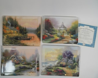 4 Thomas Kinkade Collector Plates Limited Edition Seasons of Reflection & Nature&#39;s Retreats Collections 0620
