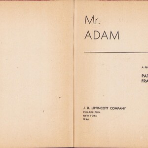 Vintage Book: Mr. Adam by Pat Frank 1946 0725