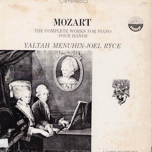 Mozart: Samtliga verk för piano, fyra händer, 3-LP-box - Yaltah Menuhin, Joel Ryce, klassisk vinyl, Everest 3168/3, 0826