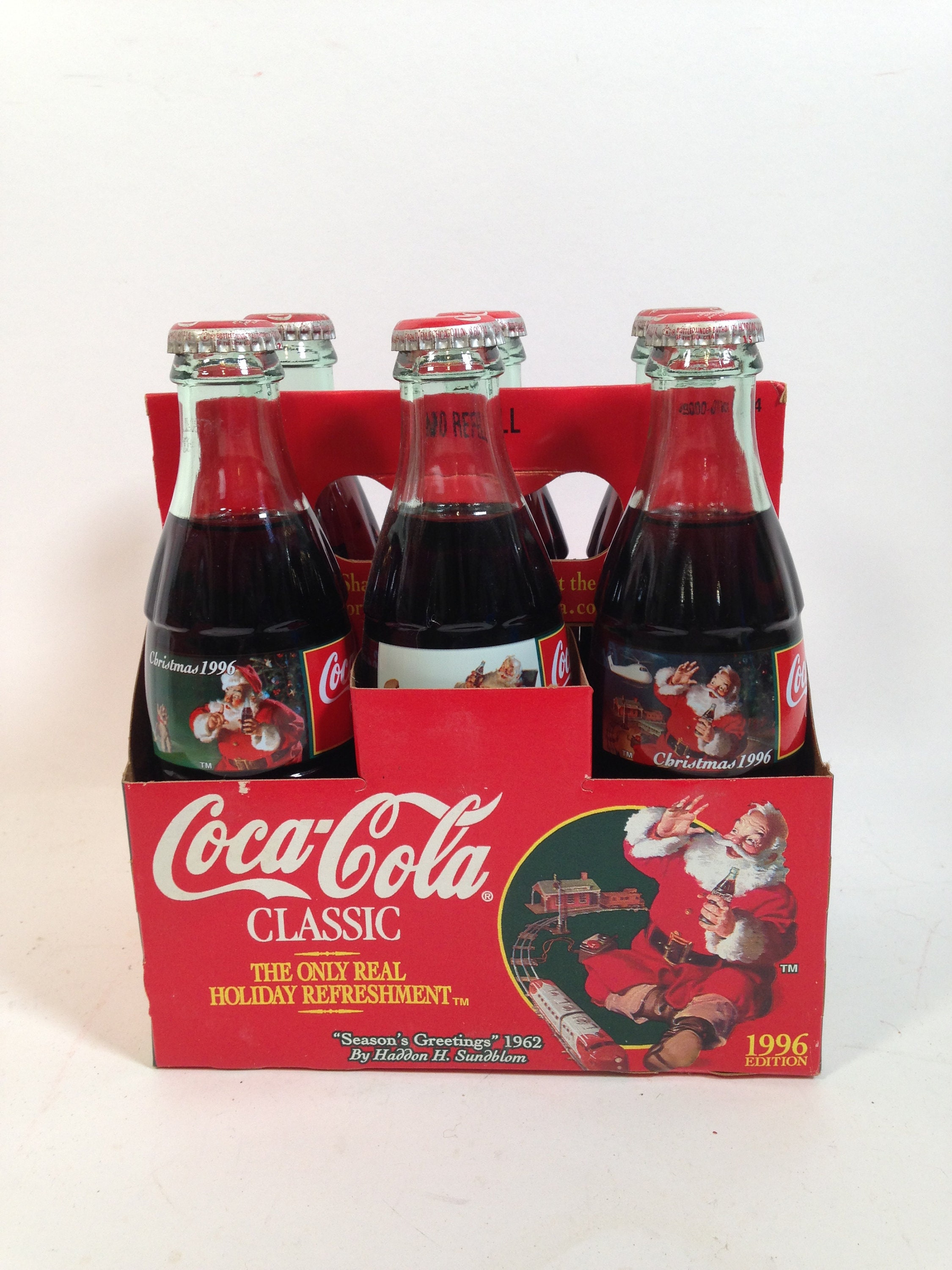 1996 Christmas Coca-cola Commemorative Bottles 4 Different Designs