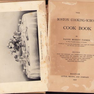 Vintage Book: The Boston Cooking School by Fannie Merritt Farmer, 1907 0825