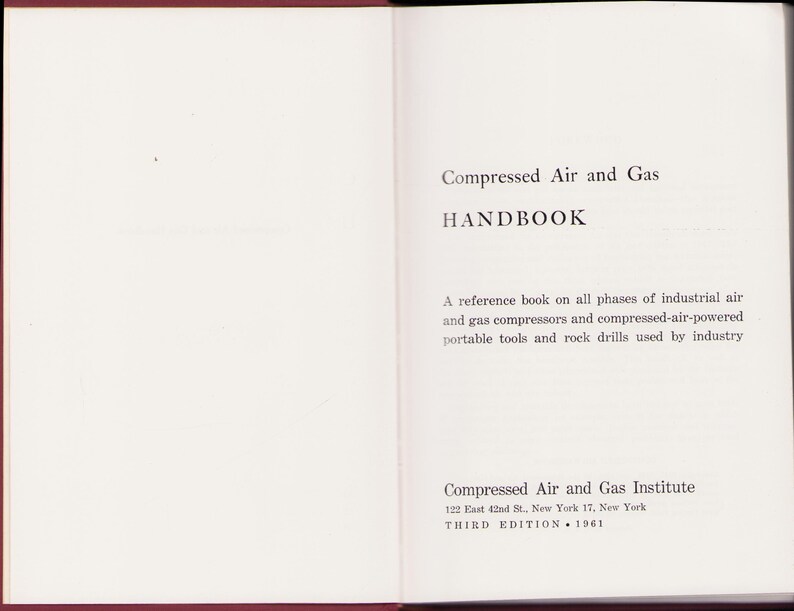 Vintage Book: Compressed Air and Gas Handbook, Third Edition, 1961 0525 ...