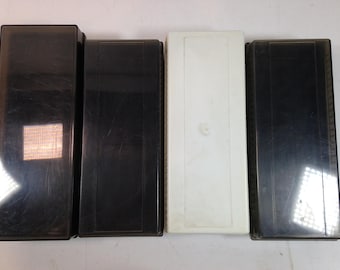 4 Vintage Plastic Cassette Tape Storage Boxes, Each Holds 15 Tapes in Cases