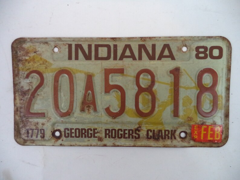 Vintage Indiana License Plate 1980 Car 20A5818 George Rogers | Etsy