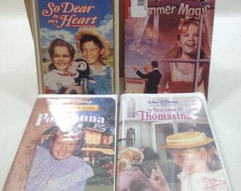 4 pełnometrażowe filmy Disneya z żywymi aktorami na kasetach VHS: Pollyanna, So Dear to My Heart i wiele innych! 0924
