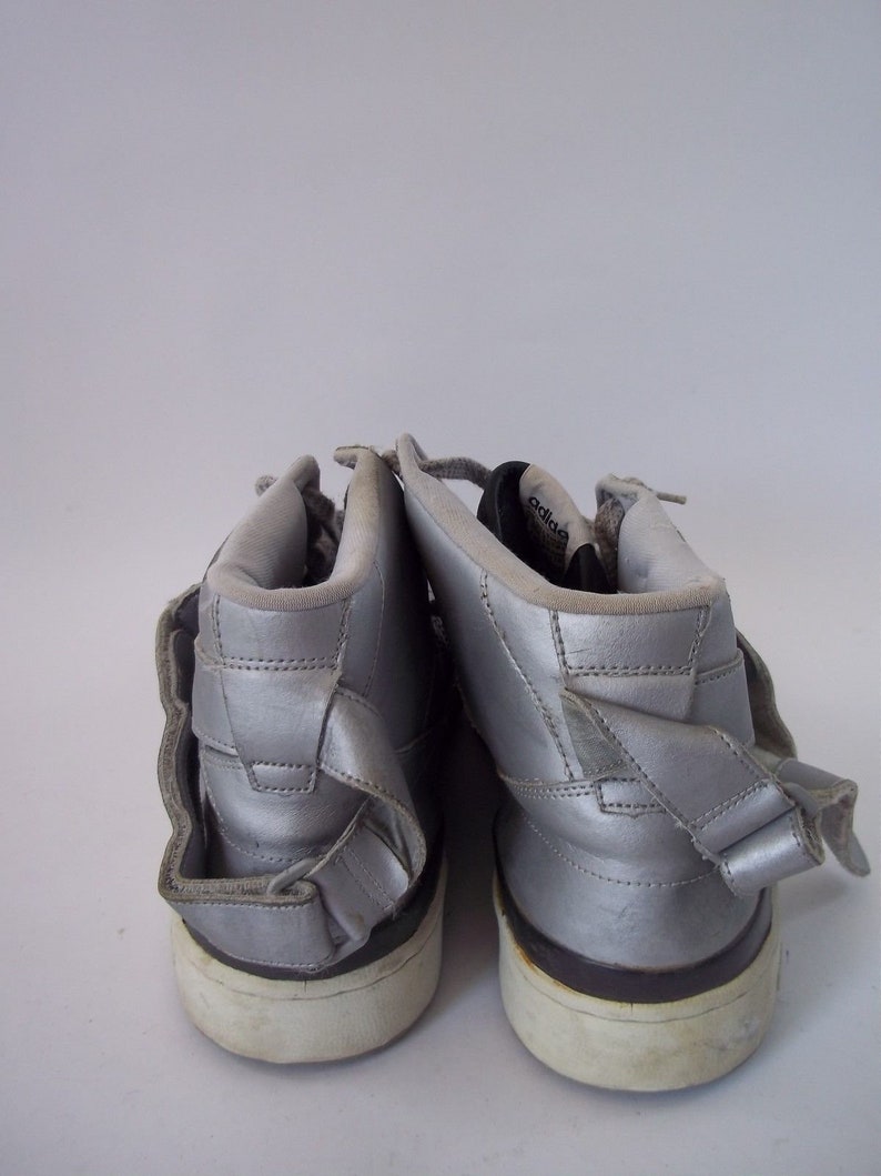 Rare Vintage 1990 Adidas HighTop Shoes Size 13 Silver