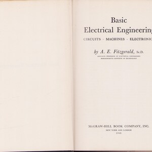 Basic Electrical Engineering, A.E. Fitzgerald, 1945 First Edition Hardcover Textbook. Vintage MIT Science Circuits Machines Electronics image 3