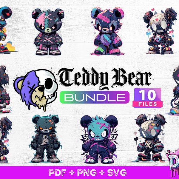 Scary Bear Bundle 1 | svg/png/pdf Cut Files | 300 dpi Digital Download for Cricut and DIY Crafts | Print and Cut Ready