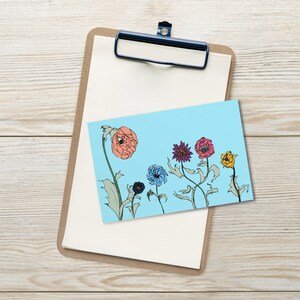 Vendo Flores: Cartão Postal Padrão (Azul)