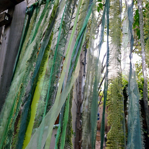 boho, gypsy Rag curtain, mid summer nights dream, garden Party, up-cycled ,hippie wedding  backdrop