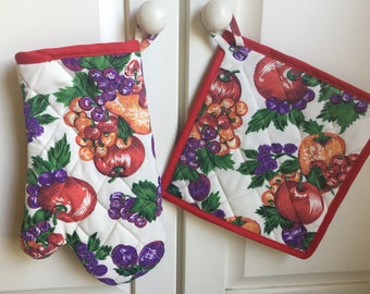 Garden Oven Mitt and Potholder Set